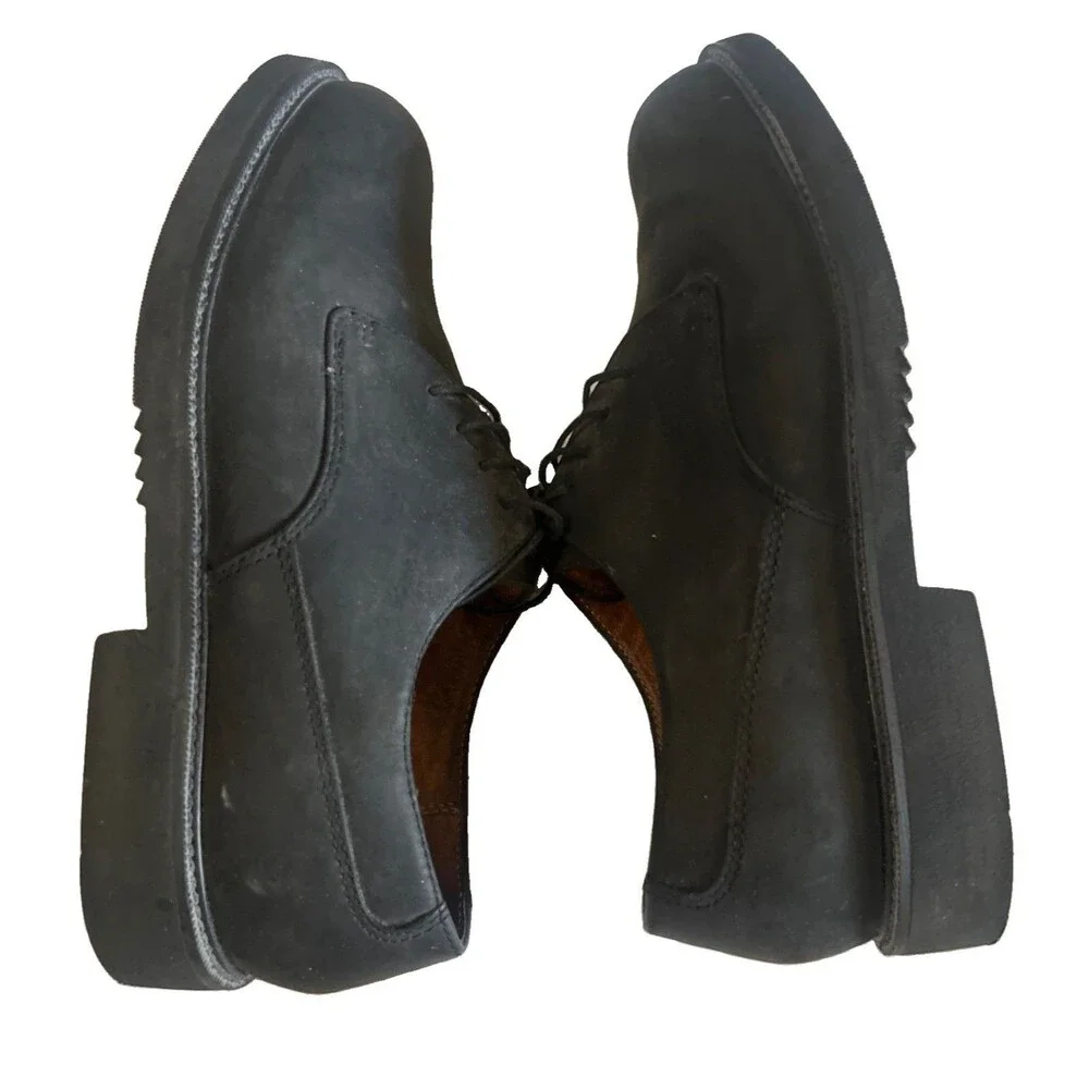 Florsheim Comfortech  Mens 9.5D Black Nubuck Plain Toe Casual Derby Dress Shoes